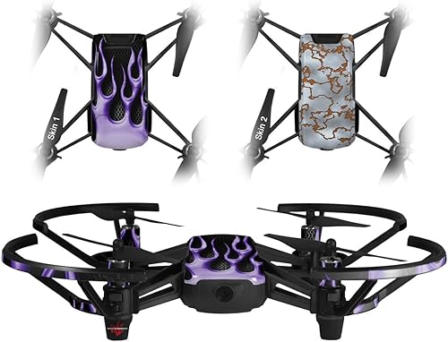 Skin Decal Wrap Pack 2 para DJI Ryze Tello Drone Flames Metal Purple Drone NO Incluido
