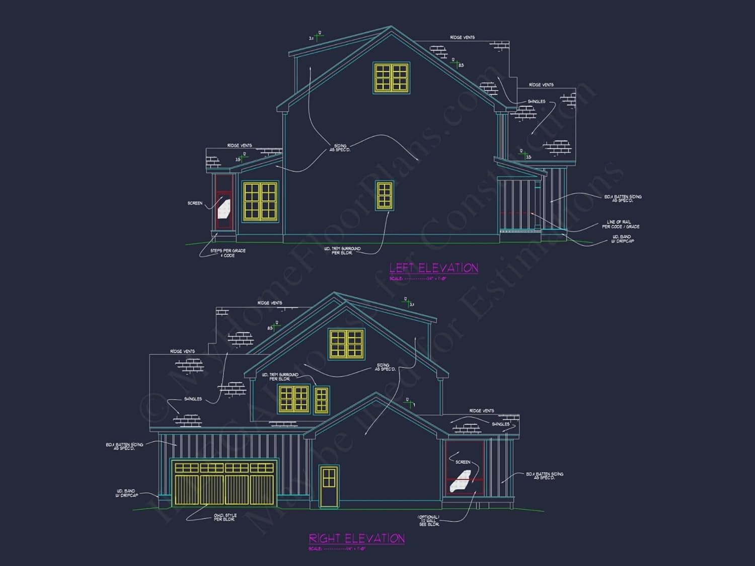 19-1190 HOUSE PLAN - Elegant House Plan with Modern Floor Plan Designs and CAD Blueprints