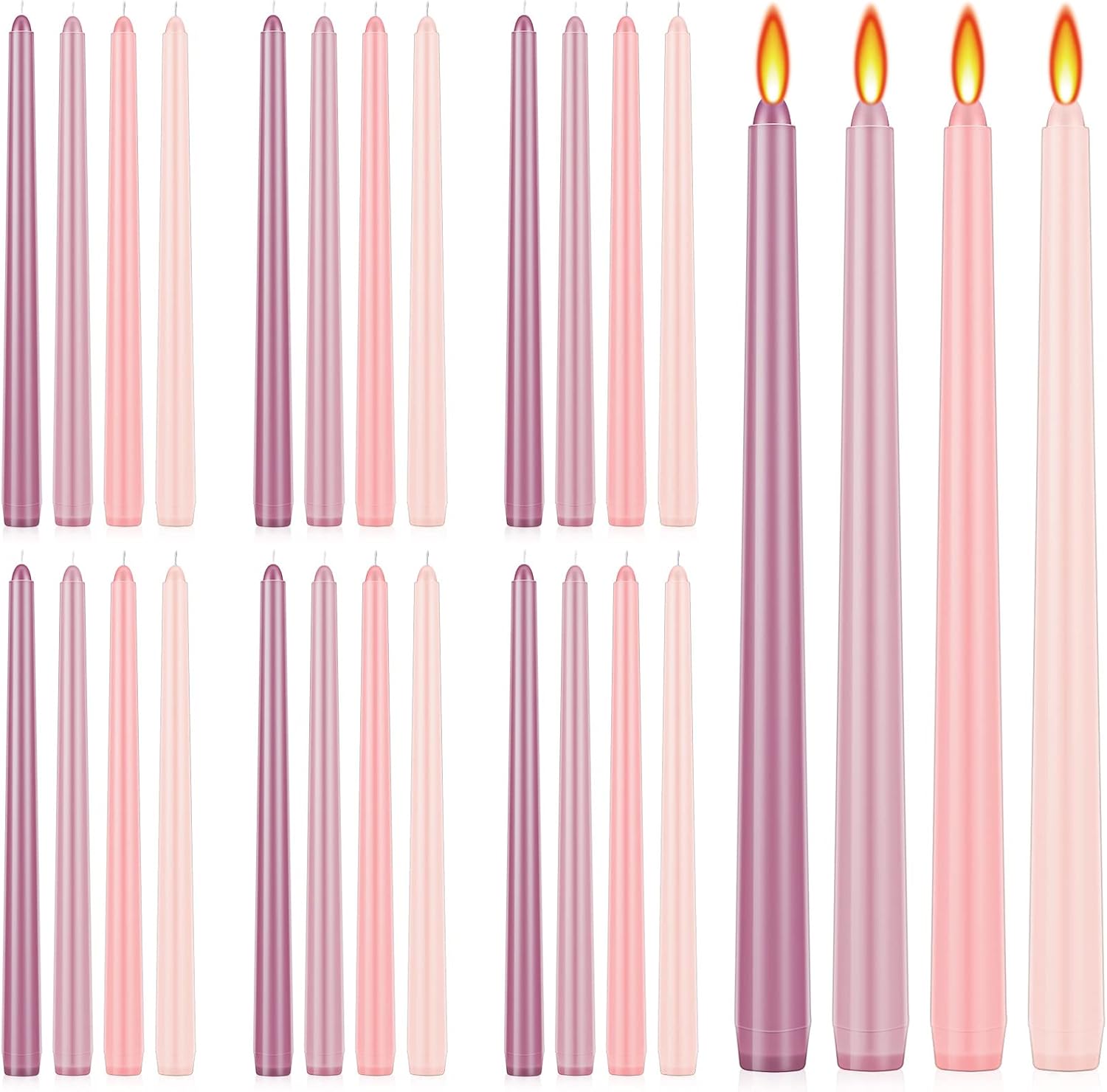 Treela 24 Pcs Taper Candle Colored Taper Candles Gradient
