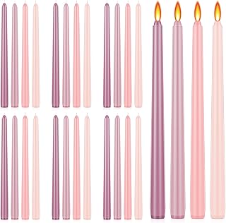 Treela 24 Pcs Gradient Color Taper Candles 12 Inch Scented Smokeless Candle Sticks Long Tall Burning Candlesticks for Wedding Dating Birthday Home Decor Advent Christmas(Pink)