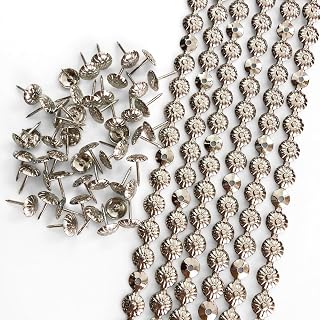 10 Meters D11mm Nickel Flower Plated Upholstery Tacks Strips,Decorative Nail Strips/Nailhead Trims,Sofa Tacks,DIY Furniture Accessory (H:11mm Nickel Flower)