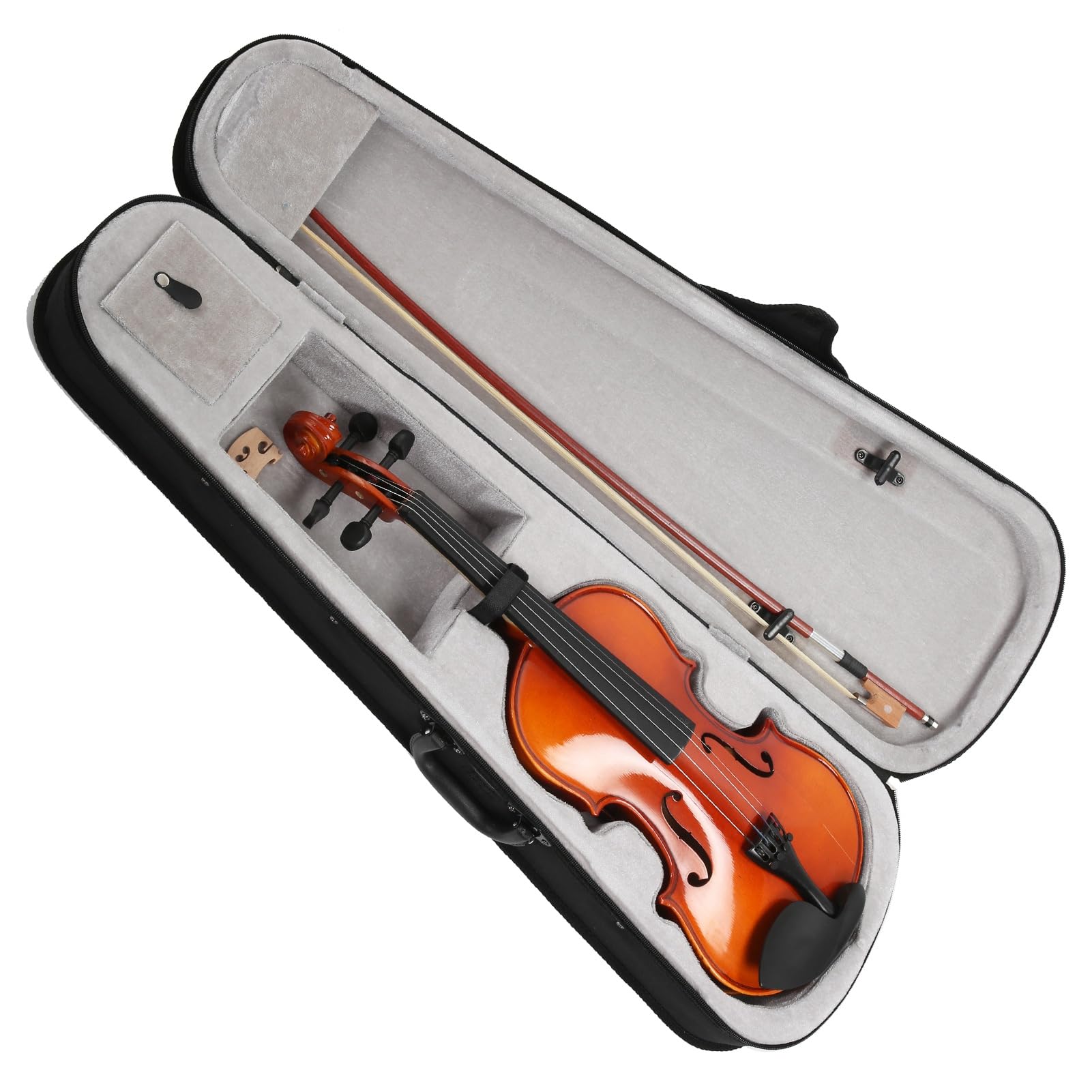 Strumento per Principianti per Violino 4/4 in Legno Massello Naturale per Studenti - Kit Completo con, Ponte, Colofonia e Custodia