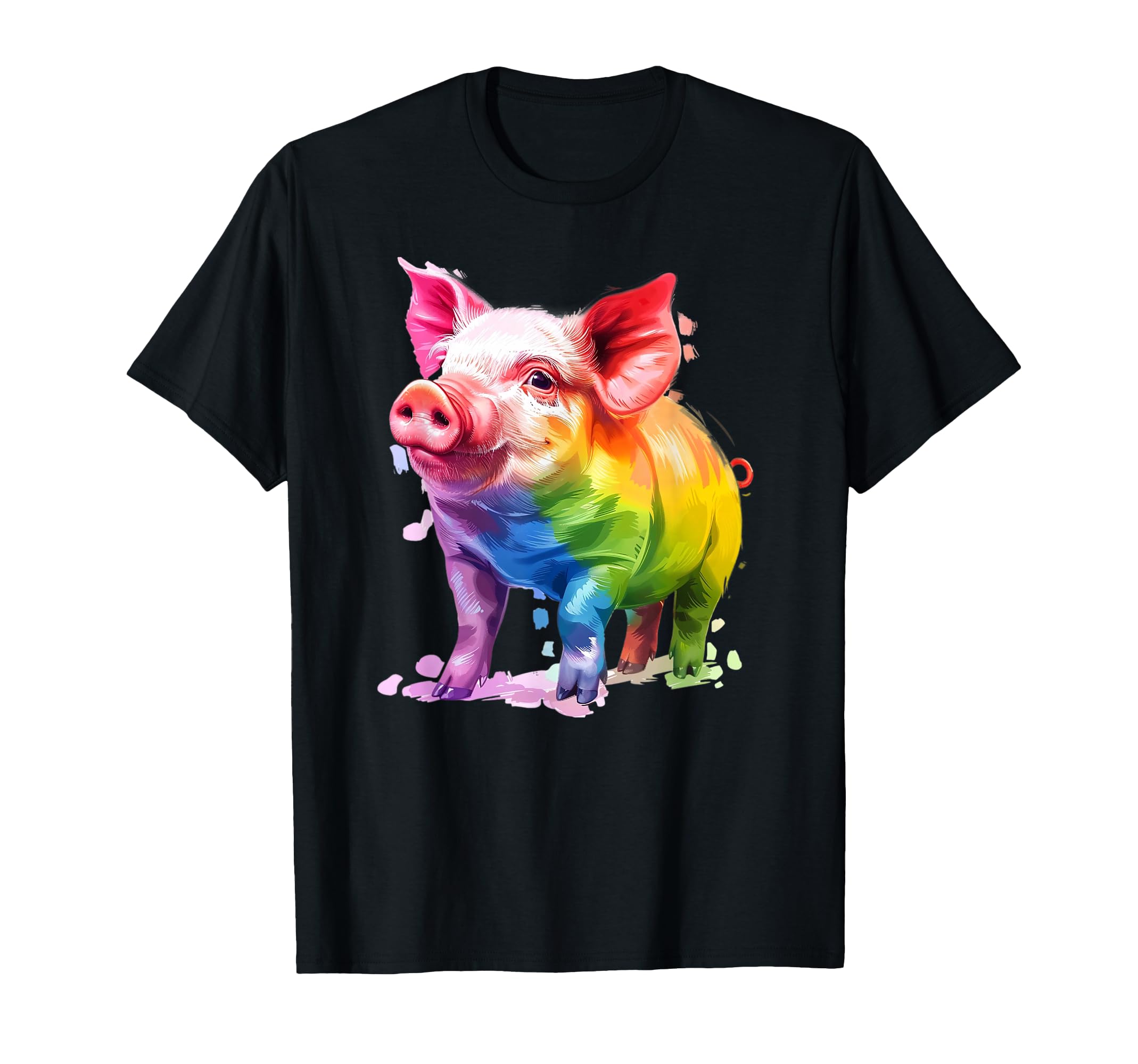 Colorful Pig Rainbow Farm Animal Piglet Piggy Cute Pig T-Shirt