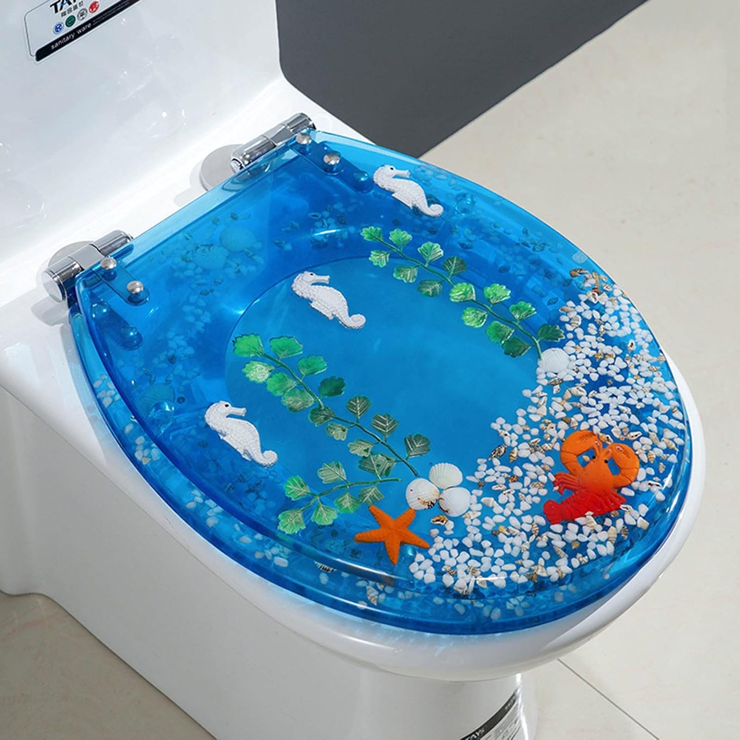 Toilet Seat, Elongated Toilet Seat With Built In Child Seat, Toilet Seat Slow Close, Transparent