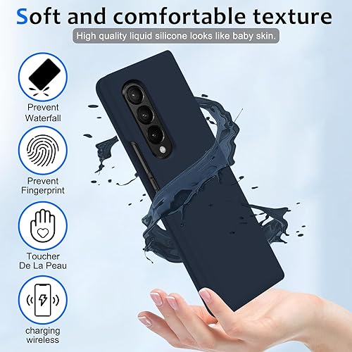 Miniatura 6 de Z Fold 4 - Funda de silicona líquida para Samsung Galaxy Z Fold4 5G, funda delgada para teléfono para mujeres y niñas, goma de gel suave, ultra