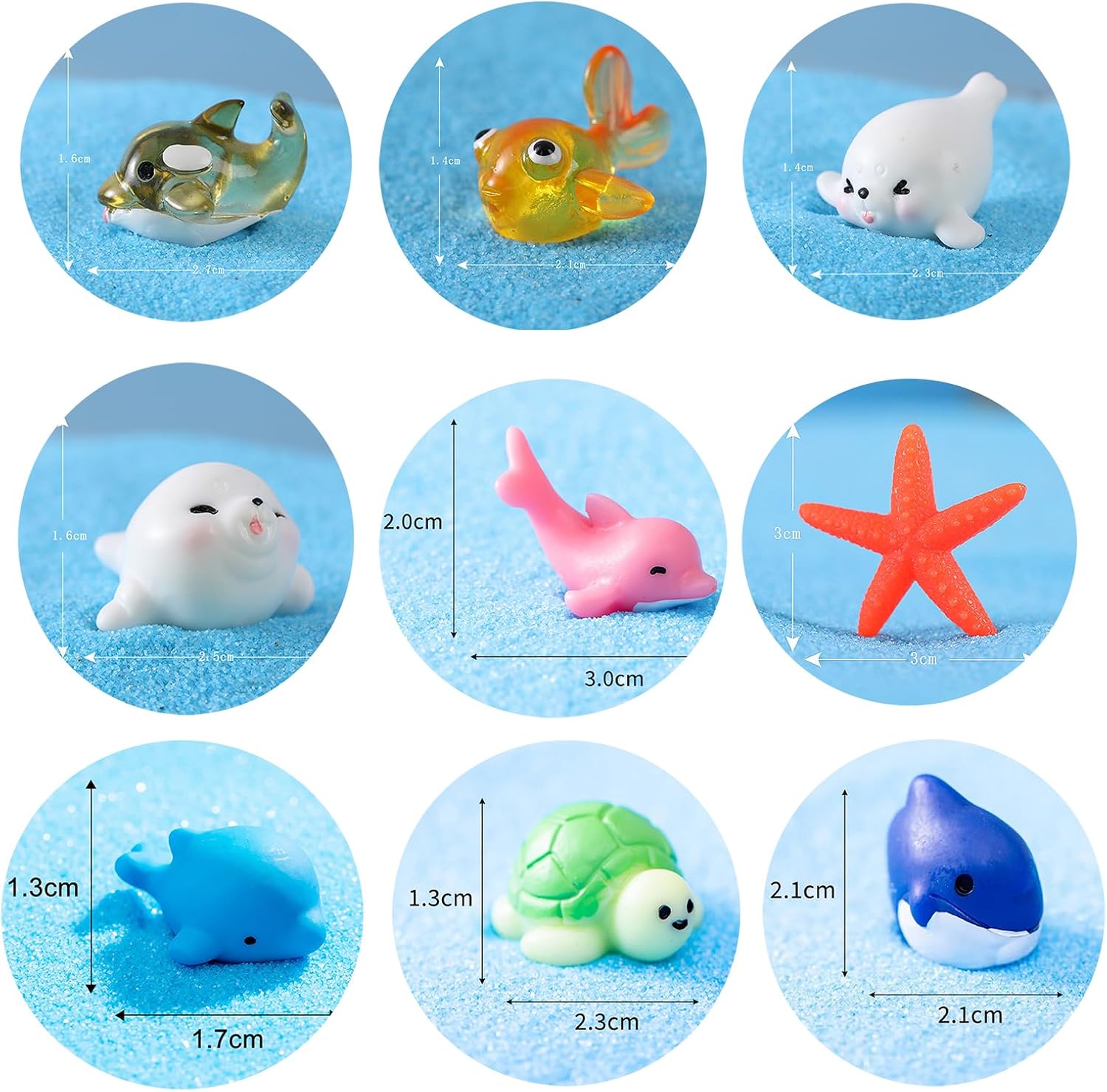 50pcs Mini Resin Ocean Animals Miniature Marine Animal Figurines Tiny Sea Animals Figurines for Aquarium Ornaments Decorations DIY Fish Tank Potted Micro Fairy Garden Dollhouse Accessory