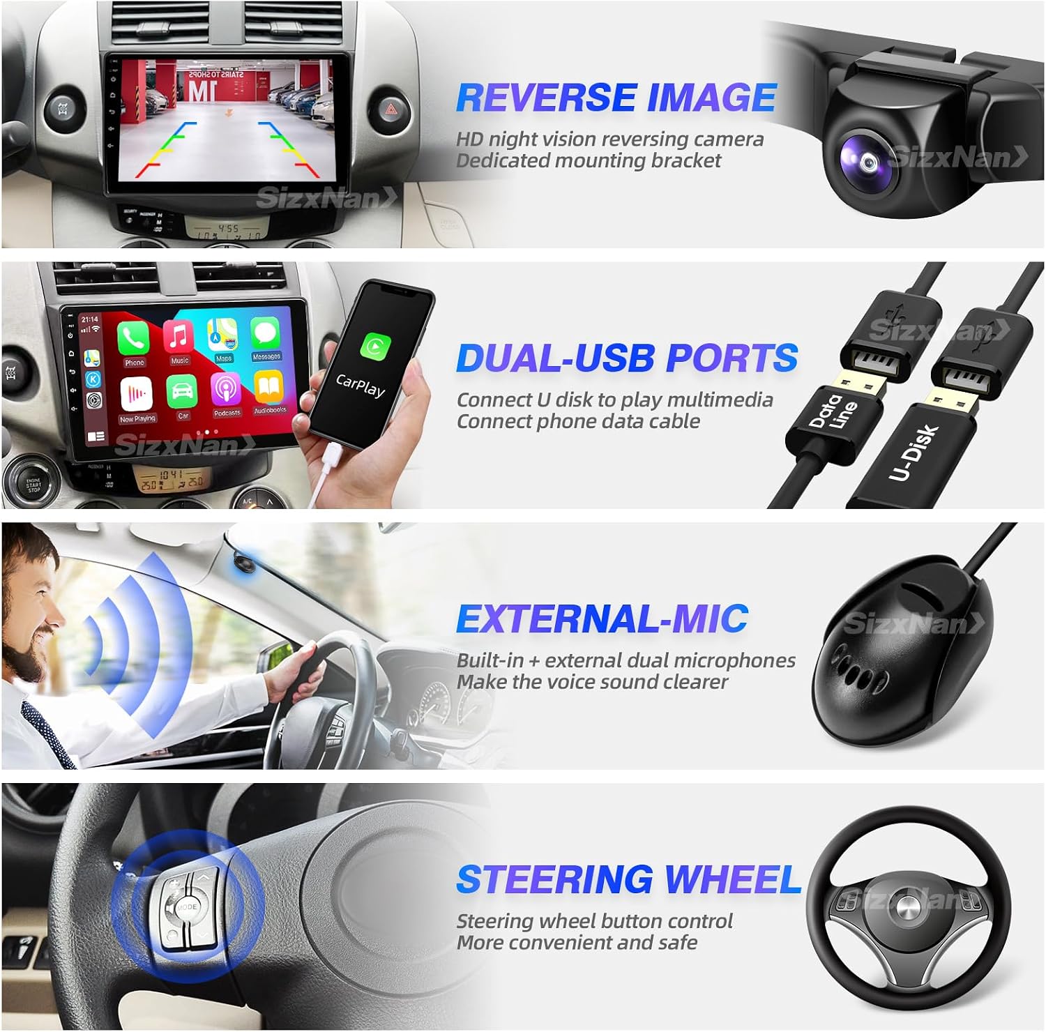 for Toyota RAV4 2006-2012 Radio Compatible with Wireless Carplay Android Auto,Car Stereo Android Touchscreen Bluetooth Navigation Multimedia Player GPS 8croe WiFi FM/AM Rear Camera Head Unit