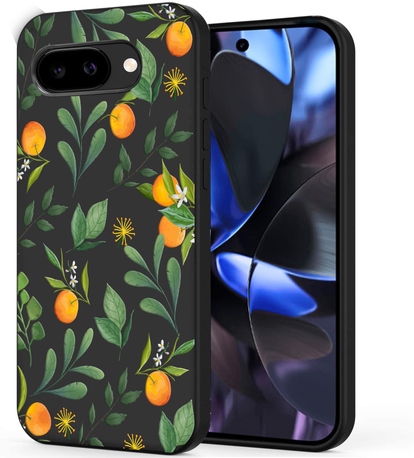 Unov Case Compatible with Pixel 9a (2025) 5G Case with Citrus Flavors Flower Girly Design Soft TPU Shock Absorption Slim Embossed Pattern Protective Back Cover