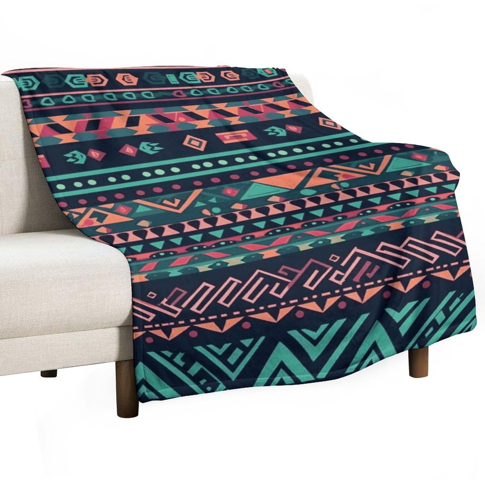 Couverture en flanelle de qualité supérieure avec motif aztèque pour lit