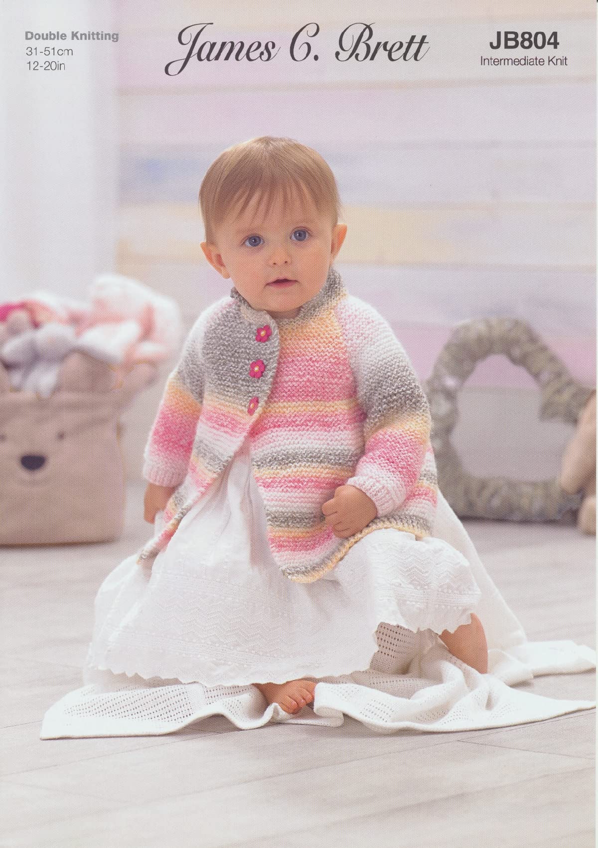 James Brett Double Knit Knitting Pattern Baby Jacket Cardigan & Hat (JB804)