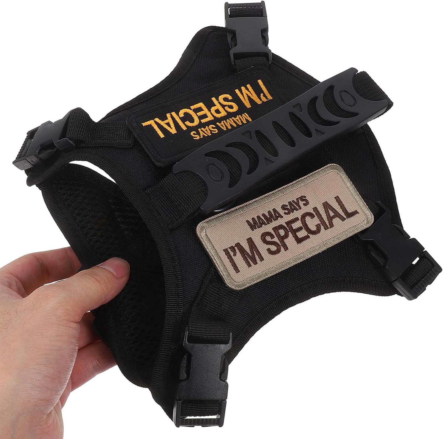 Tactical Cat Vest Harness and Leash Set, Adjustable Escape-Proof Padded Walking Harness for Cats and Kittens, Black with 2 Embroidered Patches, Suitable for Training and Outdoor