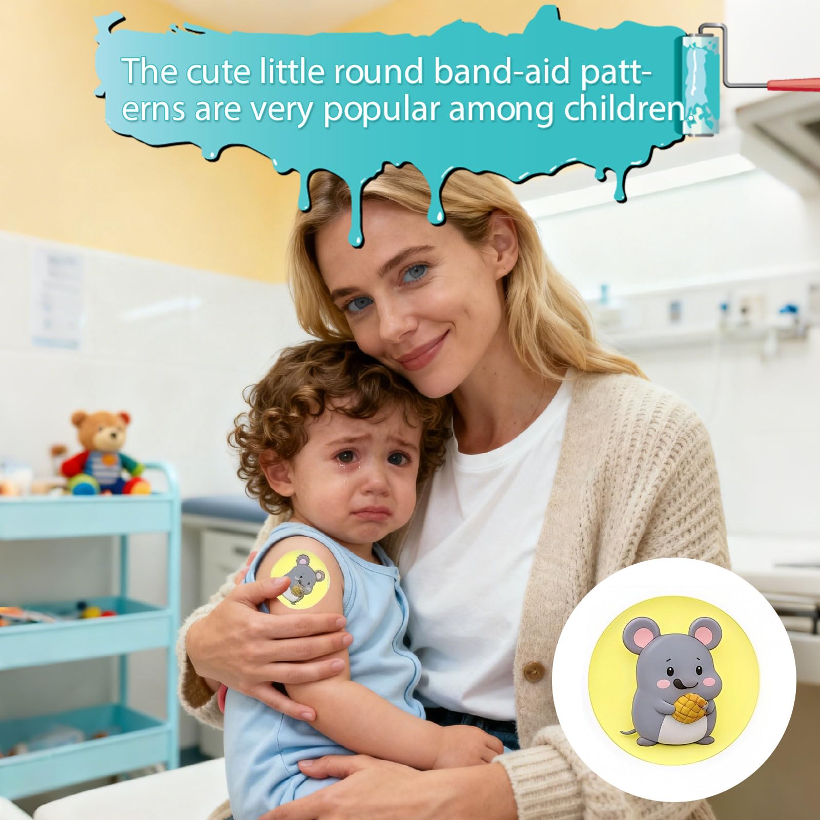 Cerotti per Bambini 120 Pezzi, Cerotti Adesivi Rotondi da 2,2 cm con Cartoni Animati, Tessuto Flessibile per Piccole Ferite, Brufoli e Vaccinazioni, Protezione Completa per la Pelle Sensibil
