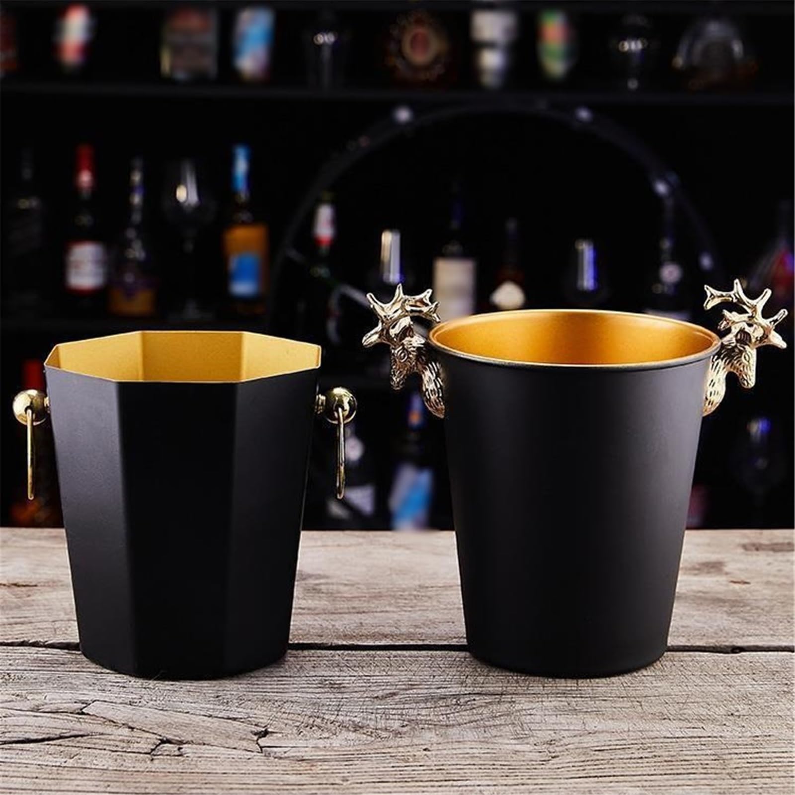 Cubos de Hielo Cubitera de Acero Inoxidable Gran Espesor con asa, Perfecta for Botellas Vino, champán o Cerveza Cubitera para Bar