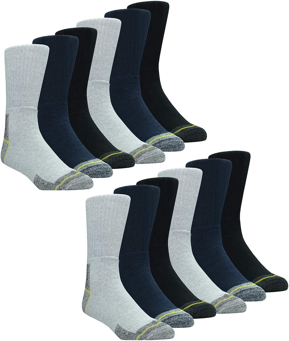 Men's Thick Socks Heavy Duty Reinforced Heel For Steel Toe Boots - Assorted Colours - Size 12-14