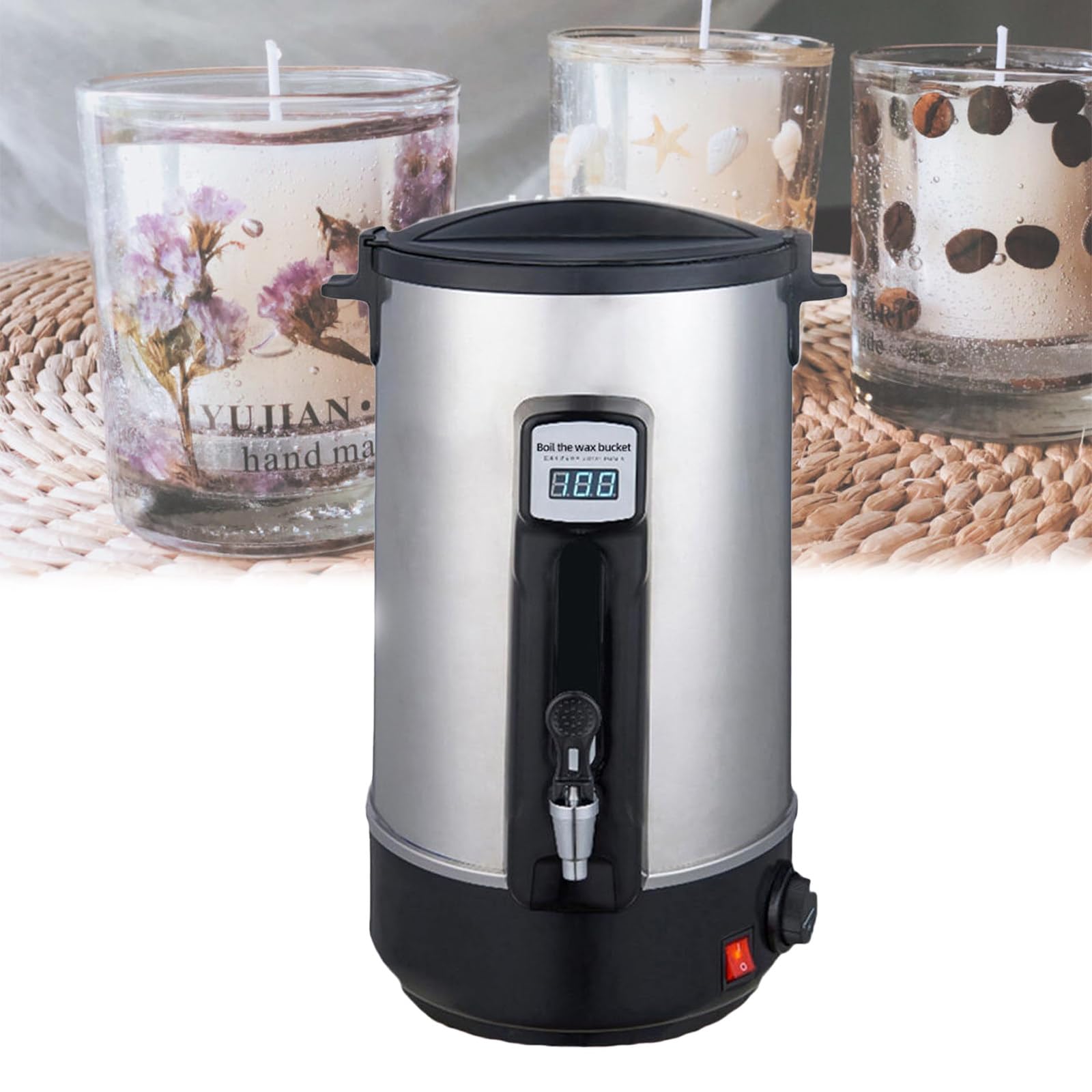 Fundidor de cera para hacer velas, olla de control de temperatura con pantalla digital, calentamiento rápido para derretir cera de soja y parafina, capacidad de 30 litros