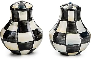 Elegant Enamel Salt and Pepper Shakers: A Courtly Check Kitchen Essential