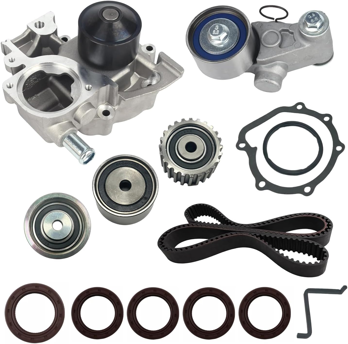 TKF-006 Engine Timing Belt Kit with Water Pump Compatible with 2006-2010 Subaru Forester,2006-2011 Impreza,2009-2012 Outback,2010-2012 Legacy 2.5L 16V H4 SOHC Replace TCK304 TCKWP304A