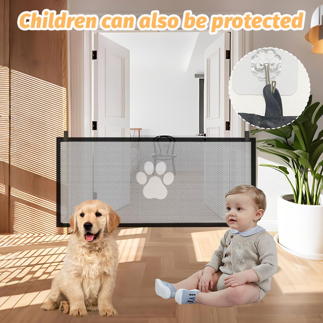 1 Pcs Cancello Sicurezza Cani Gatti Animali Domestici, 180x78 Cm, Scale Porte Esterno Recinto, Portatile Pieghevole Universale, Cancelletto per Bambini Estensibile, Porta Divisorio Cancelletto