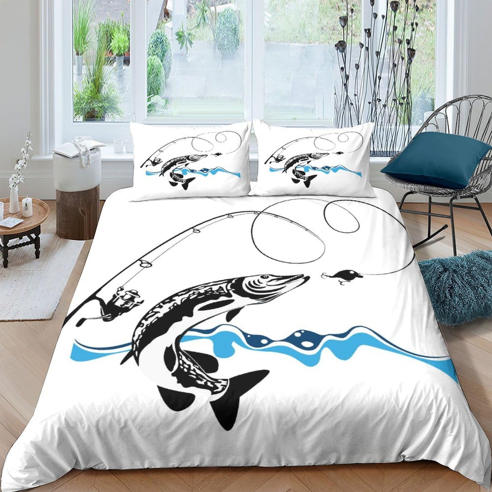 Ctjqhvkz Style-10 3D Printed Fishing Jumping Fish Fitted Sheet Microfiber Soft Mattress Cover For Bedroom Guestroom Decor Protection Single（135X200cm）