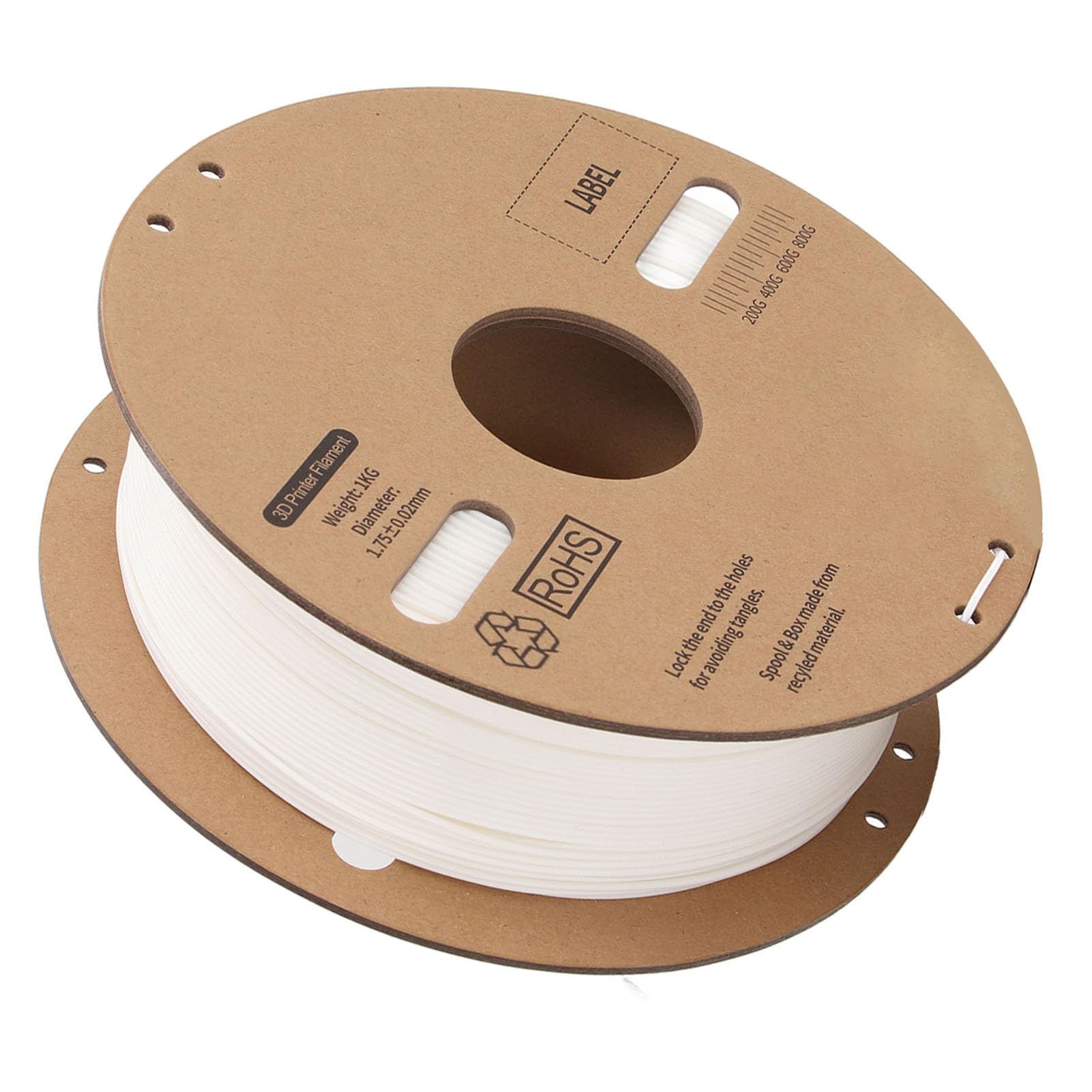 FTVOGUE Biały Filament PLA 1,75 Mm Filament do Szybkiego Druku, Szpula 1 Kg