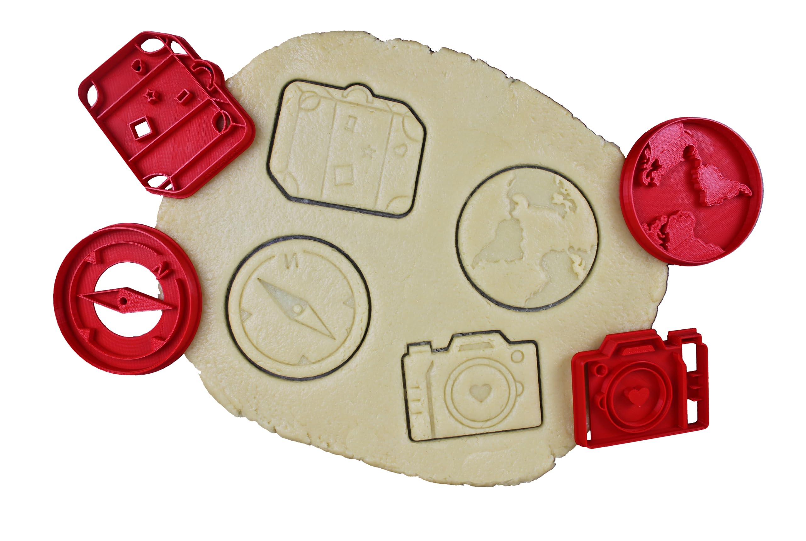 3Dkoupe Cookie Cutters, Travel Theme - Pack of 4, 3D Printed, Precise, With Recipe and Tips