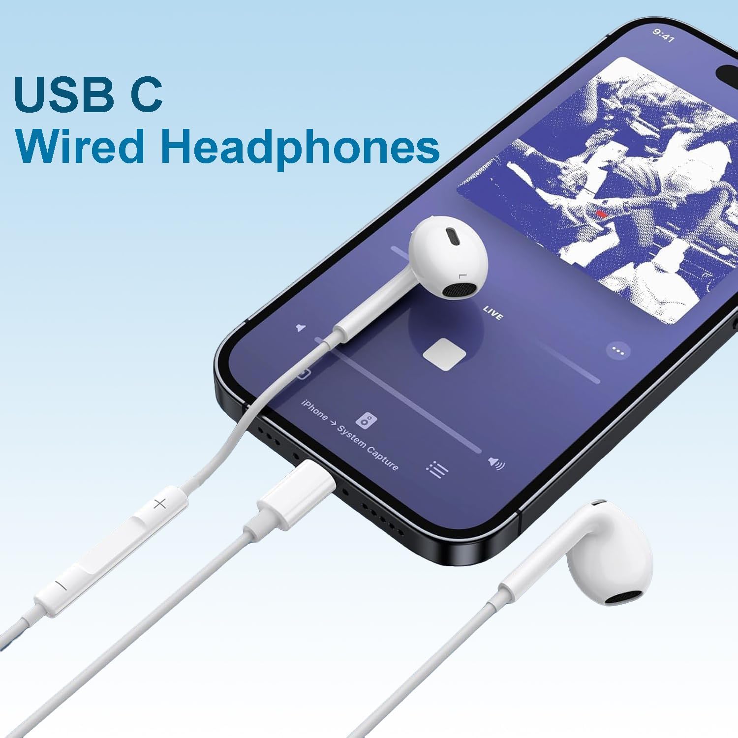 USB C Headphones with Cable for iPhone 17/16/15 Pro Max/Plus iPad Pro, In-Ear Headphones with Type C Cable, Microphone, Volume Control for Samsung S23/S22/S21/S20/A53/A54 Google Pixel 8/7/6A/5/4 — view 8