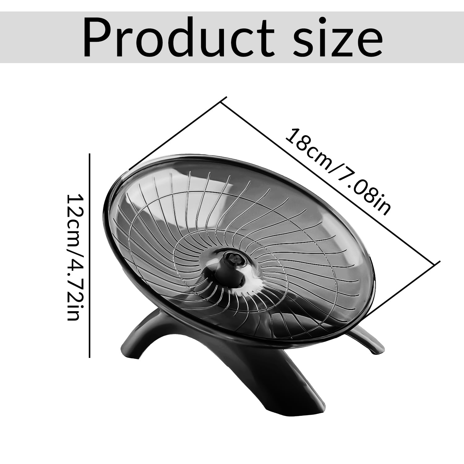 Bojueshaw Silent Hamster Wheel,Flying Saucer Exercise Wheel,Ultra Quiet Running Spinner for Syrian,Guinea Pig,Chinchilla,Pet Mice(Black) - Image 2
