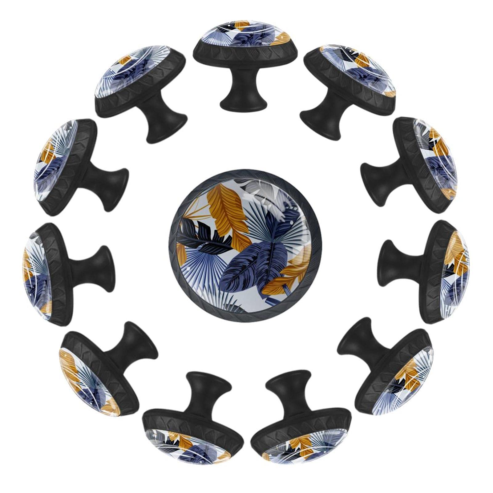 Boutons de tiroir ronds palmier tropical 35mm pour commode de chambre x12