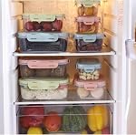Food Storage with Airtight Lids - Meal and Lunch Containers - Stackable Microwave Safe (Blue)