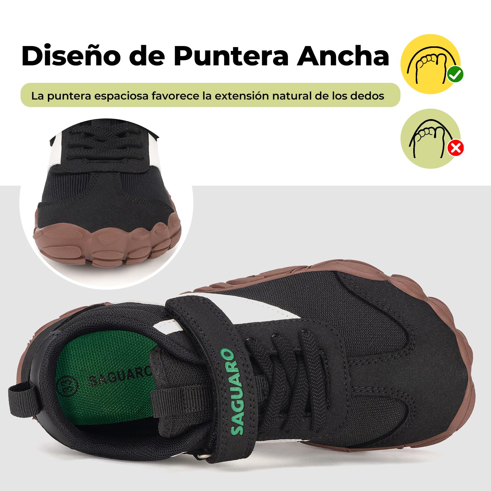 SAGUARO Zapatillas Barefoot Niños Niña Sneakers Minimalista Suaves y Ligeras con Puntera Ancha, Gr.25-36