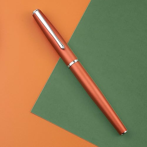 Vista 23 de HongDian 920 - Pluma estilográfica de metal negro, chapado en oro rosa, punta extrafina, pluma de escritura suave, bolígrafo clásico con convertidor