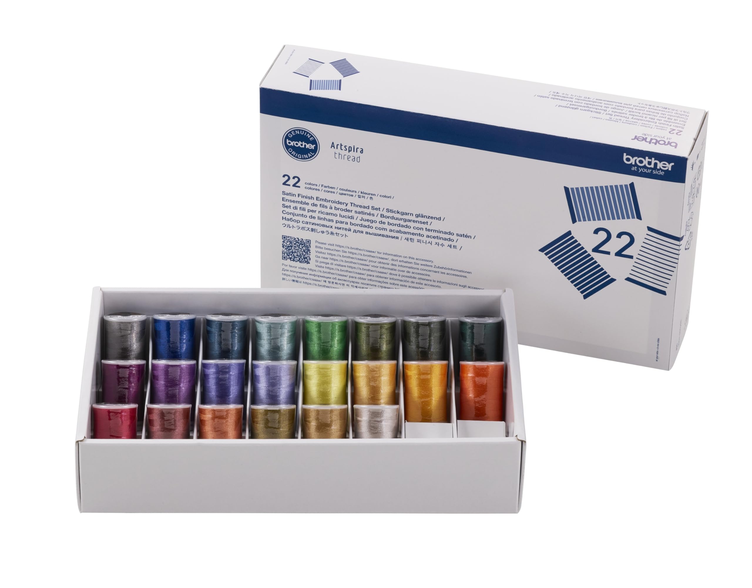 Brother Artspira ETS22N Lot de 22 fils à broder connectés par application en polyester de haute qualité