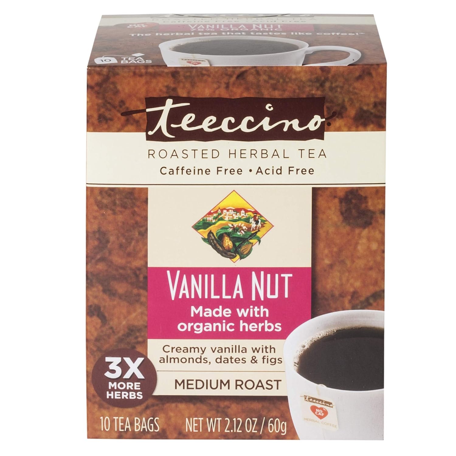Teeccino Caffeine Free Herbal Coffee - Vanilla Nut - 10 ct