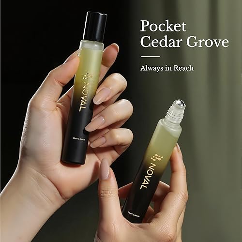 Miniatura 7 de NOVAL Aceites para cutículas enrollables para hombres y mujeres, botella de tamaño de viaje Rollerball, aroma de cedro de olor fresco, suero para el