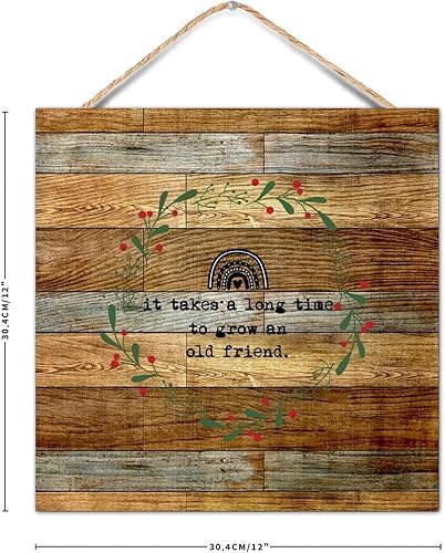 Miniatura 2 de Country 12x12in Wood Pallet Life Positive Quote It Takes a Long Time to Grow An Old Friends Religious Quotes Wooden Wall Hanging Art Plaque for