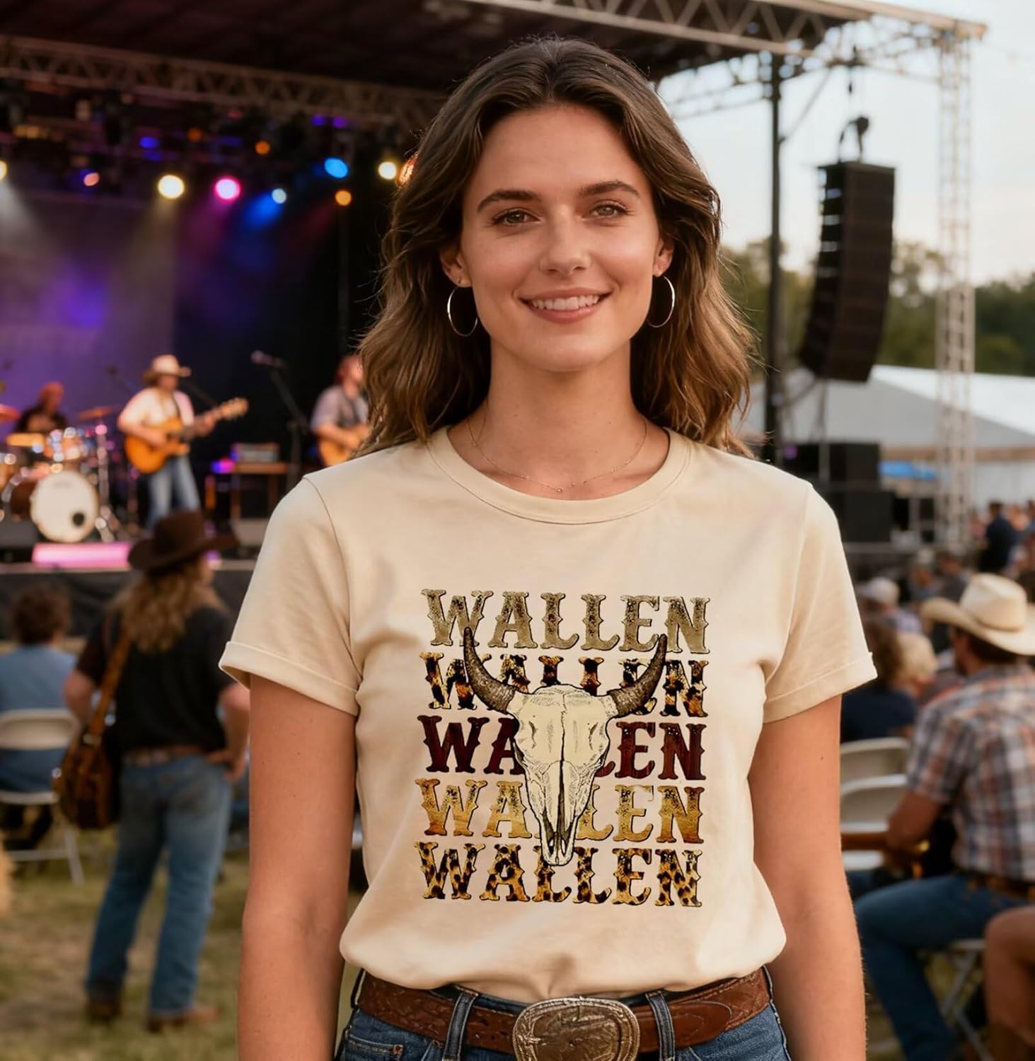 Retro Steer Skull Western T-Shirts Women Leopard Vintage Graphic Tees Country Concert Shirt Cowboy Short Sleeve Tops - Image 7