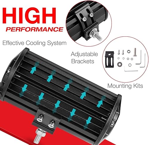 Miniatura 6 de BLUEMOTOR Barras de luz ámbar de 7 pulgadas, 2 unidades, vainas de luz amarilla, 288 W, combo de inundación de puntos, 28800 lm, impermeable, cuatro