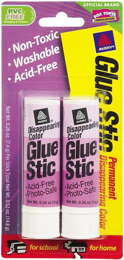 Avery Disappearing Color Permanent Glue Stic, Pack of 2 (212) Glue Sticks Arts