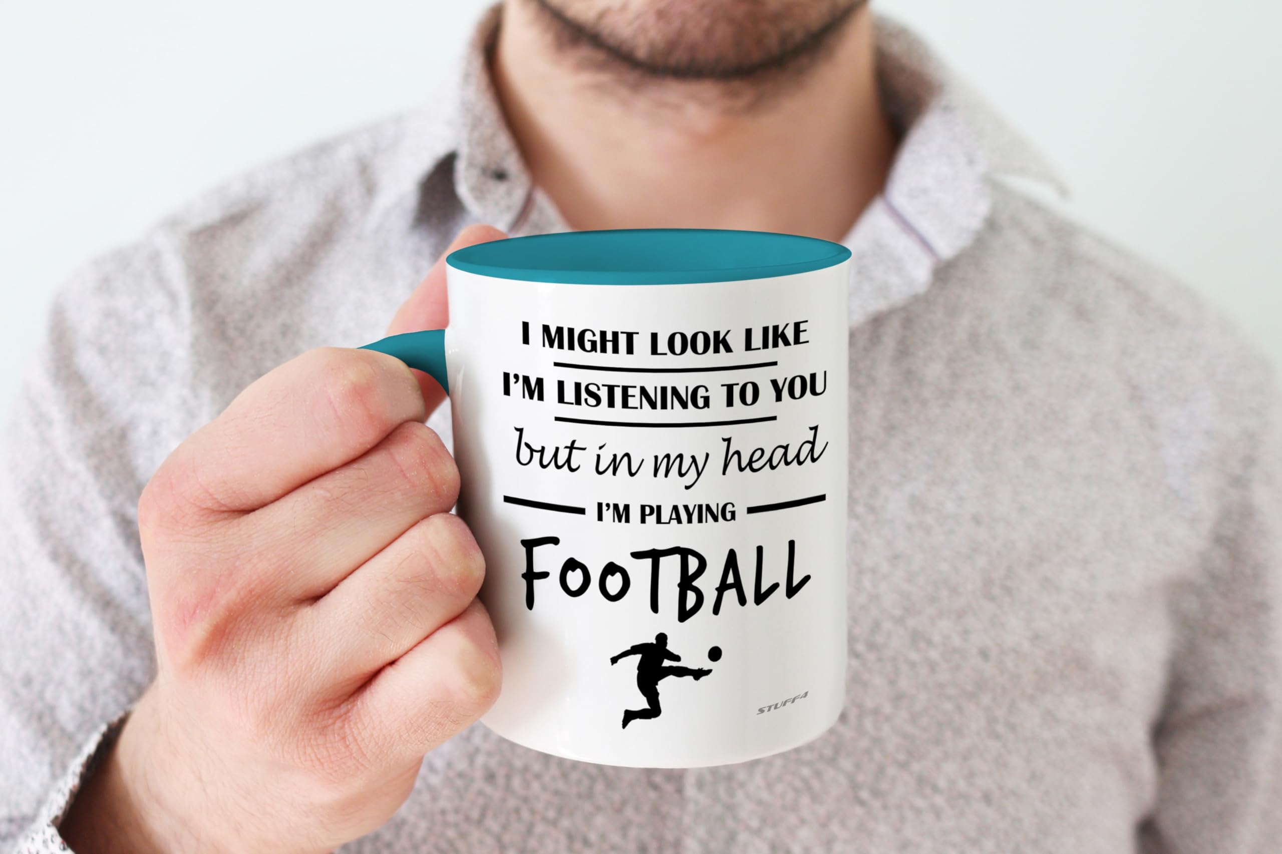 Stuff4 Football Gifts, in My Head I'm Playing Football Mug, Funny Gift for Footy Players Footie Lover Presents - Image 4