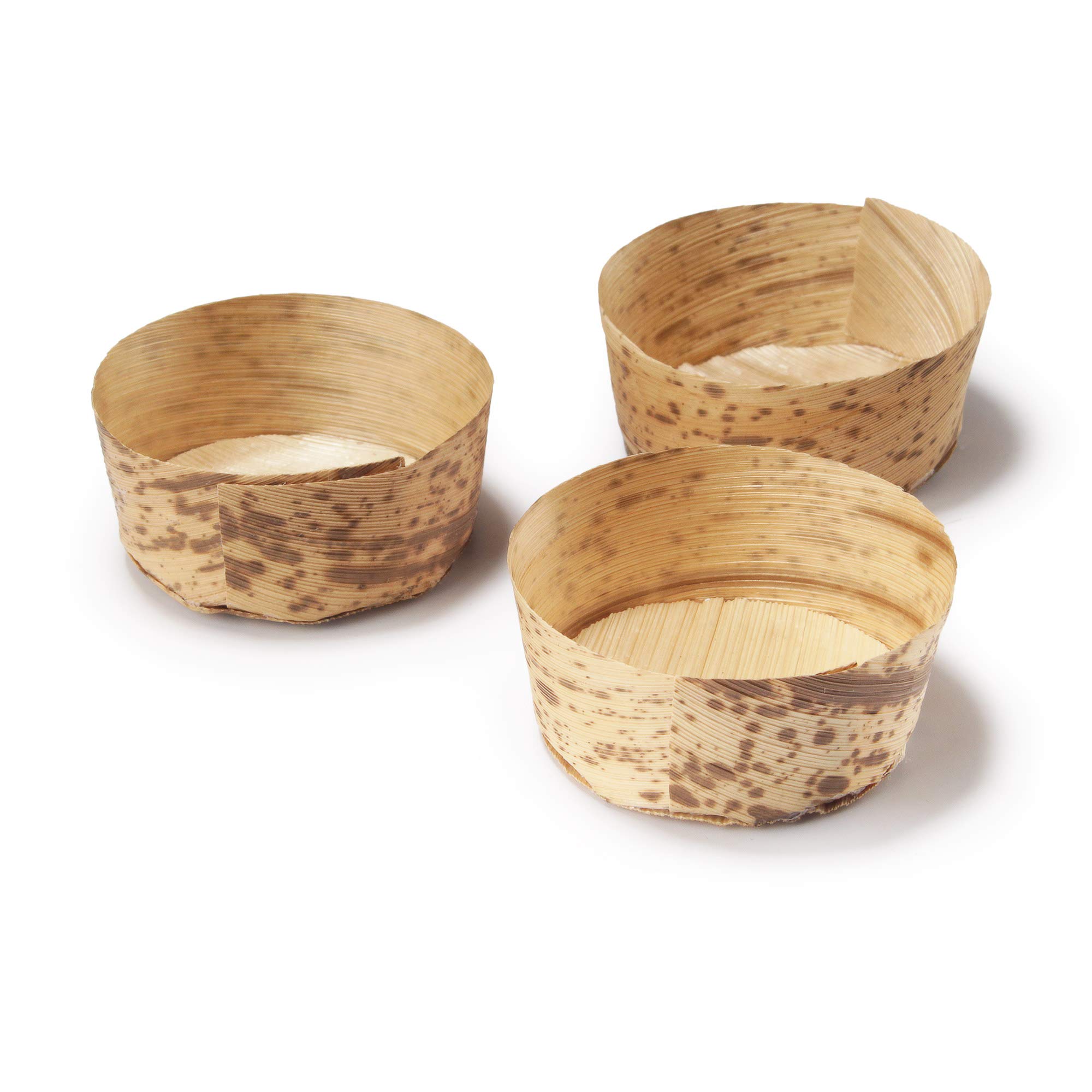 BambooMN 2.2" Dia x 1" High Bamboo Leaf Round Tubs Ramekins, All Natural Disposable Compostable for Catering and Home Use, 1,000 Pieces โ image 1