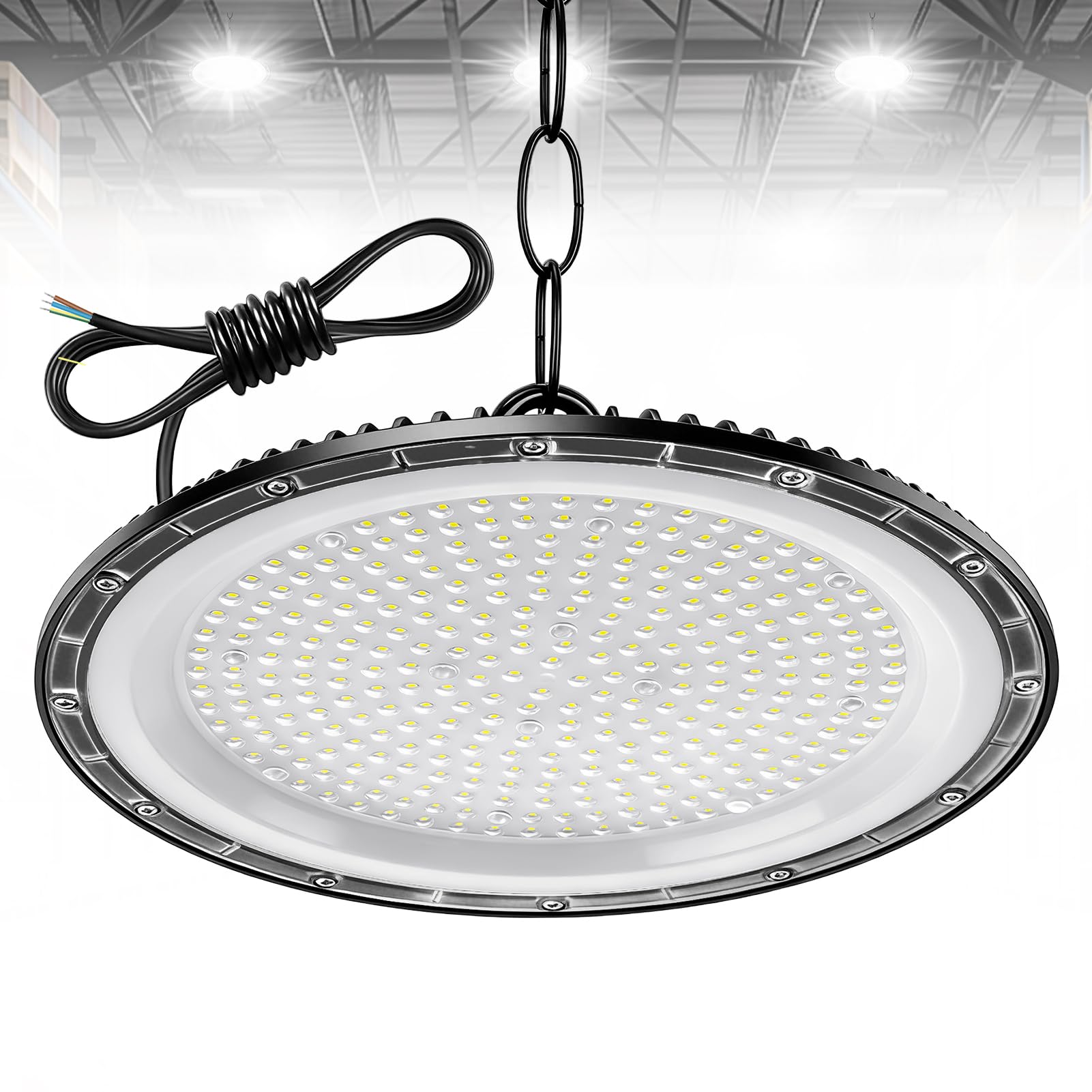 1 Pack 500W UFO LED High Bay Light 50000LM, Cold White 6500K Super Bright Workshop Lighting, IP65 Waterproof Industrial Lights, Commercial Bay Lighting for Workshop, Warehouse, Garage, Factory
