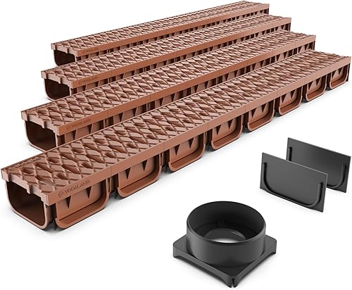 Vodaland - Sistema de drenaje de zanjas de 4 pulgadas con rejilla, color terracota, fácil 2 (4)