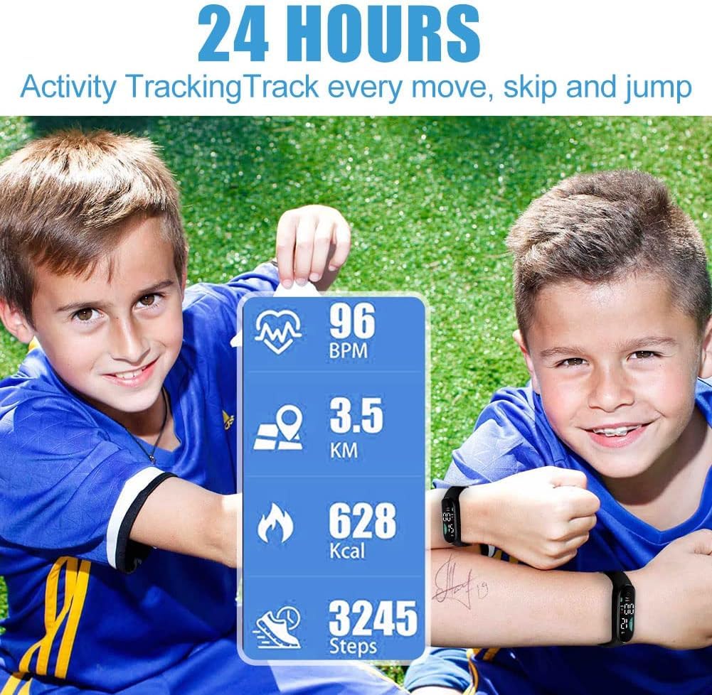 Smartwatch Podomètre, Montre Enfant, Montre Connectée Intelligente Etanche IP68, Montre Connectée Enfant Sport, Fitness Tracker Montre Enfants, Trackers d'Activité pour Garçon Fille (Noir)