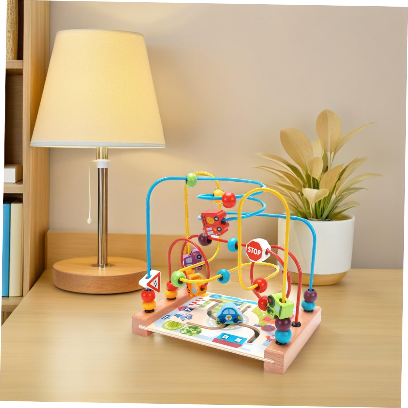 Laberinto de Cuentas de Madera Redondo para Niños, Juguete