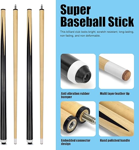 Miniatura 3 de Tacos de billar para casa de billar, 4 piezas, puntas de billar de 0.512 in, palillos de billar de madera dura, juego de 4