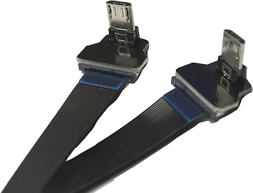 Permanent Slim Flat Micro FPV Flat Slim USB Thin Ribbon FPC Cable Micro USB 90 Degree Angle to Micro USB 90 UP for sync and Charging 50CM