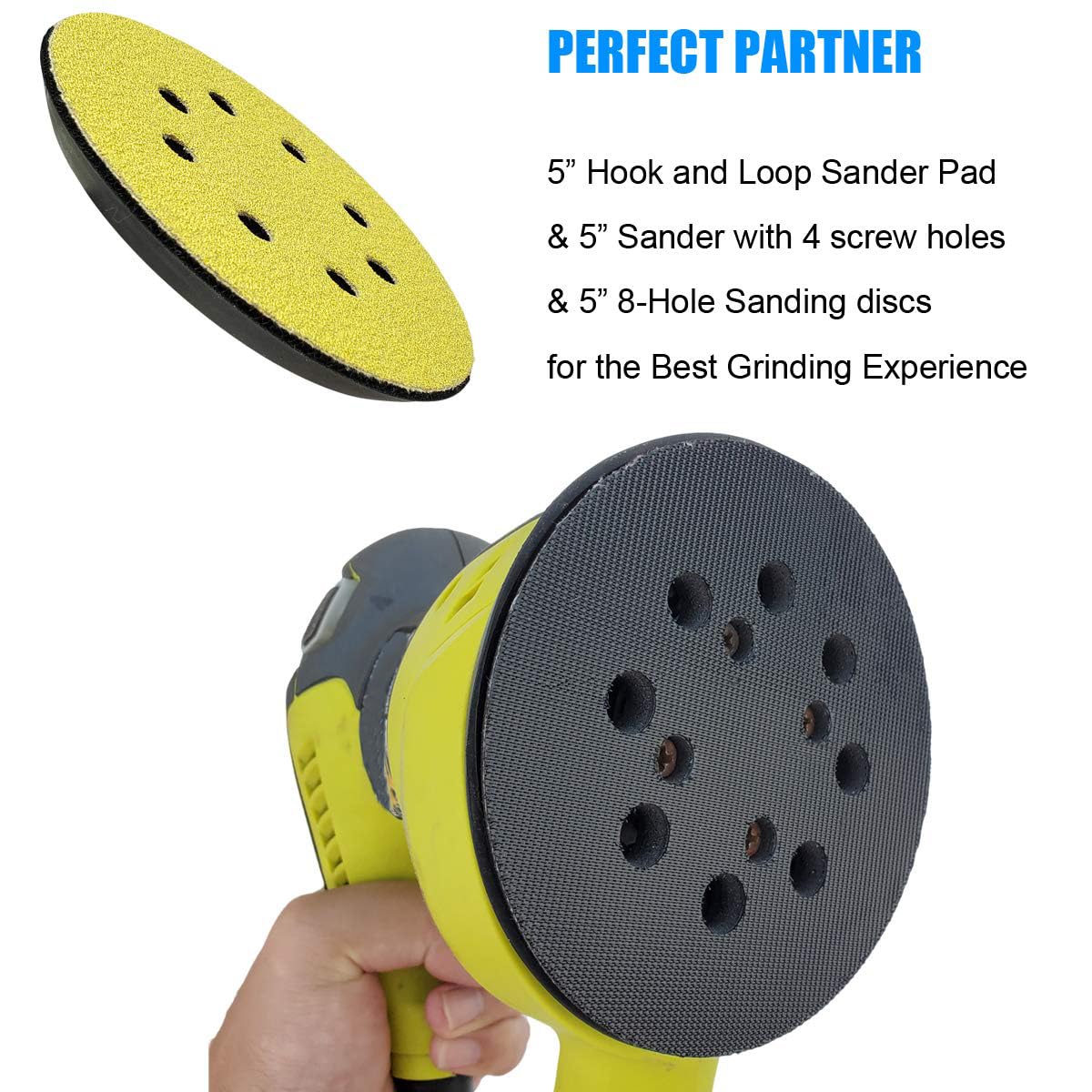 2 Pack 5" Hook and Loop Replacement Sander Pad for Ryobi RS290, RS241, RS240, RS280/RS280VS, RS281VS, P411 Random Orbit Sander