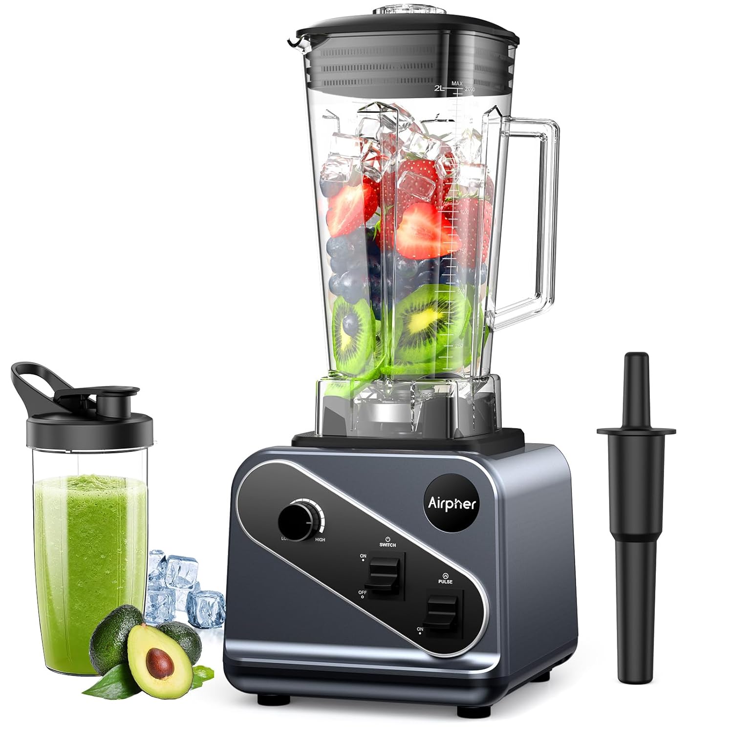 Blenders for Kitchen 2000W Professional Blender 68oz Large Capacity with 27oz To-Go cup Smoothie Blender with 35000RPM to
