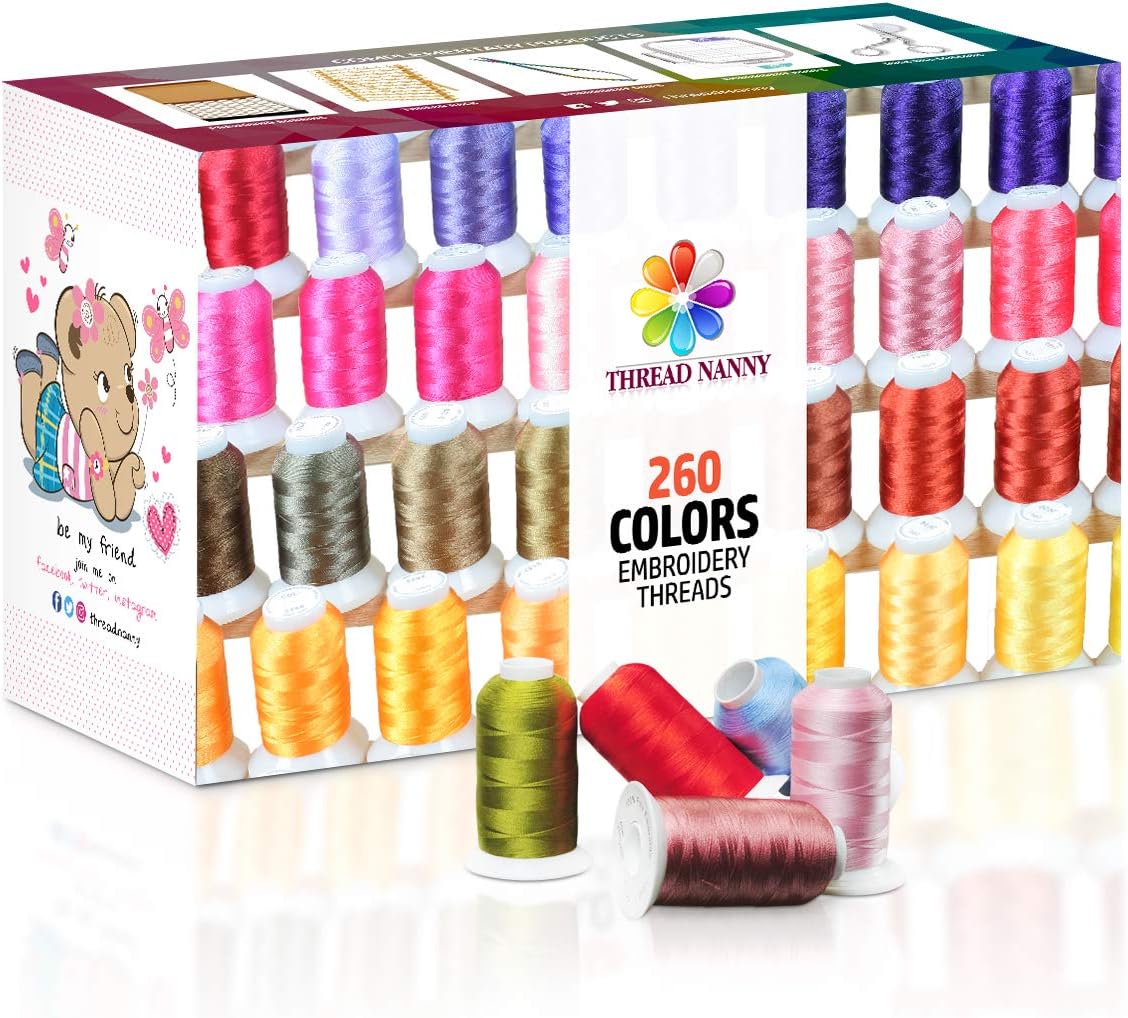 260 Spools Polyester Machine Embroidery Thread Set 40wt Compatible with Brother Babylock Janome Singer Pfaff Husqvarna Bernina Machines : Arts, Crafts & Sewing