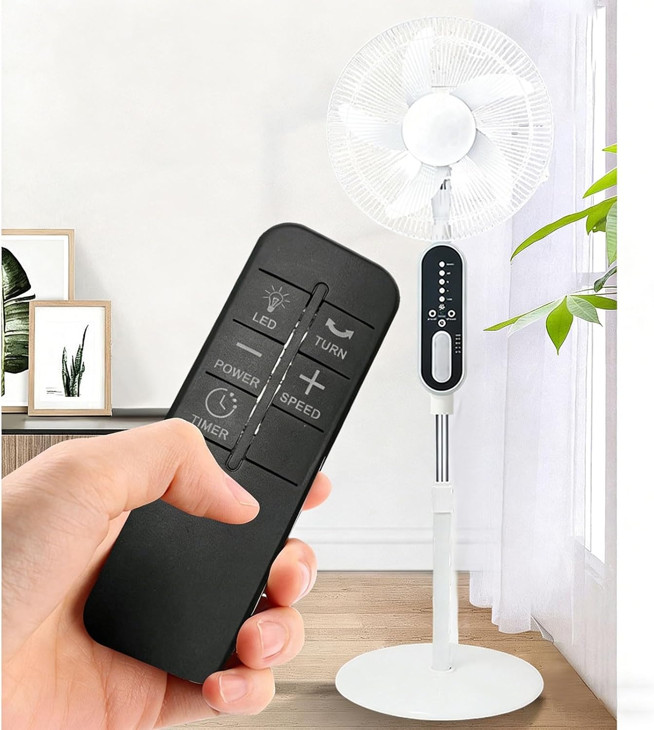 Portable Solar Floor Standing Fan Oscillating Pedestal Fan with Remote, USB Charging, LED Light, Timer Two Charging Methods for Home, Camping, Power Outage, RV